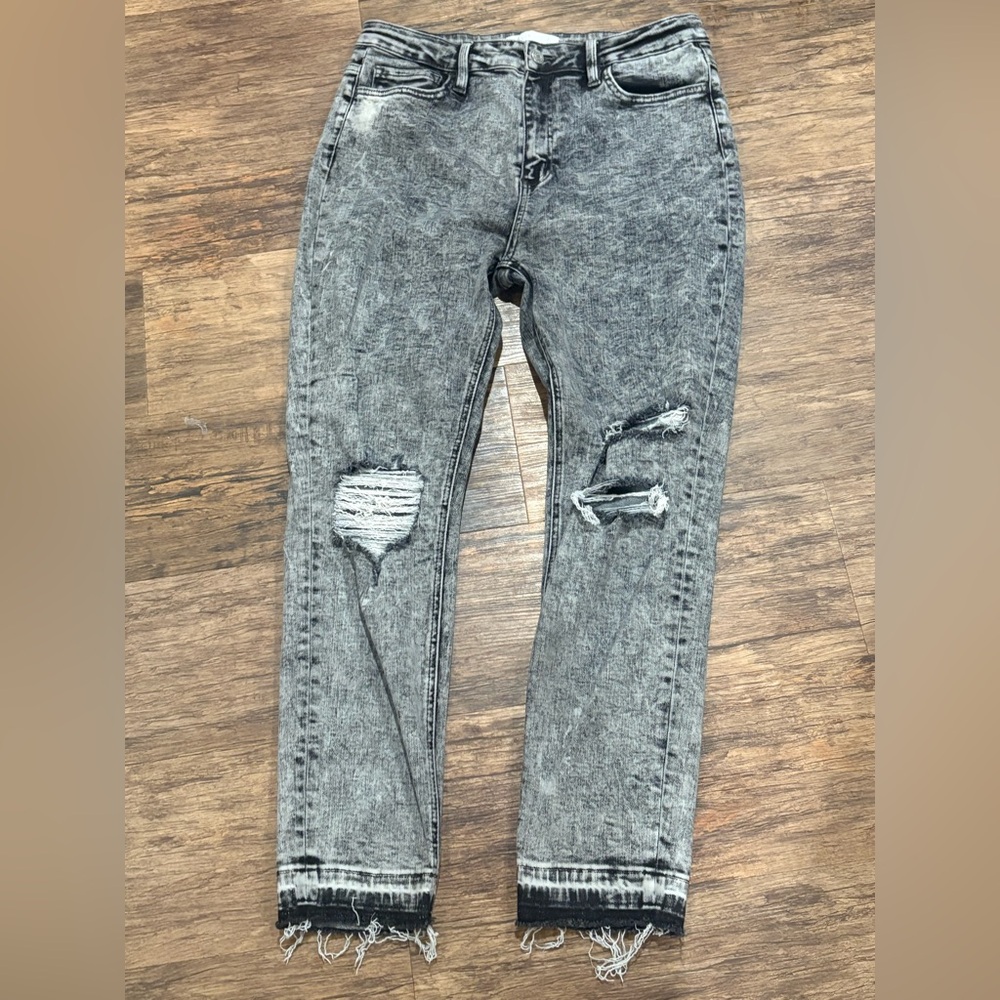VERVET Denim Acid Wash Crop Jean Mid Rise Skinny